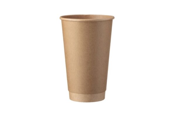 Doppelwandiger Coffe - To Go Trinkbecher Kraft 16 oz mit PE Beschichtung | Intertan S.A.