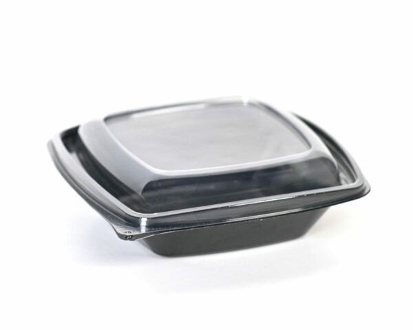 PET Black Food Container with Flat Lid 750 ml. | Intertan S.A.