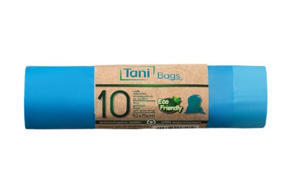 Blue Garbage bags with drawstring on a roll 52x75cm | Intertan S.A.