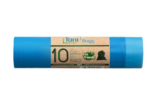 Blue Garbage bags with drawstring on a roll 70x90cm | Intertan S.A.