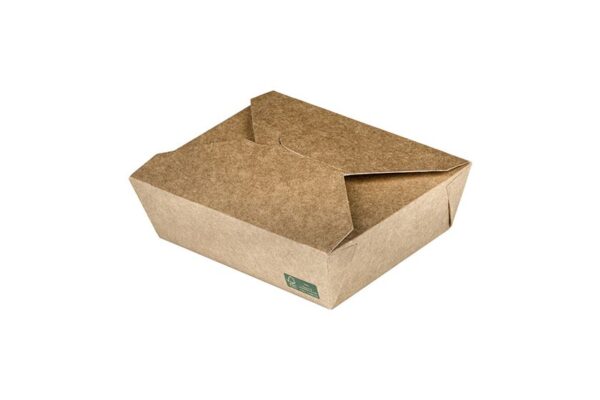 Kraft Paper Food Box FSC®Folder -Shaped White Inside 1000 ml. | Intertan S.A.