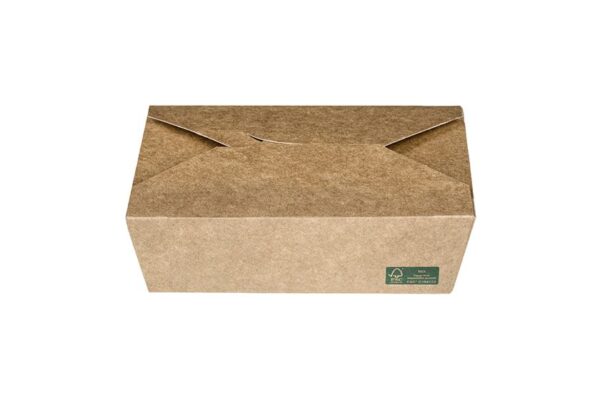 Kraft Paper Food Box FSC®Folder -Shaped White Inside 1000 ml. | Intertan S.A.
