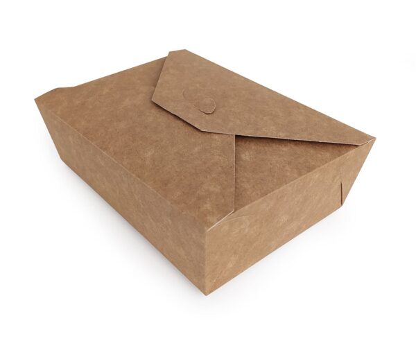 Kraft Paper Food Box FSC® Folder -Shaped White Inside 1200 ml. | Intertan S.A.