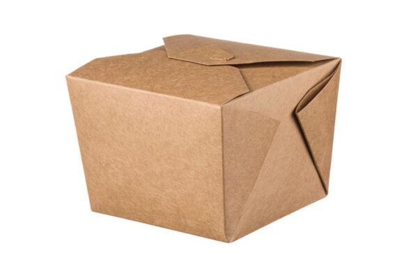 Kraft Paper Food Boxes Folder-Shaped 1200 ml | Intertan S.A.