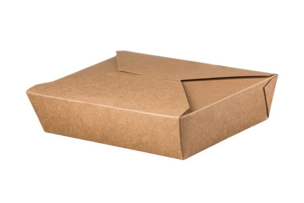 Kraft Paper Food Box Folder- Shaped 1500 ml. | Intertan S.A.