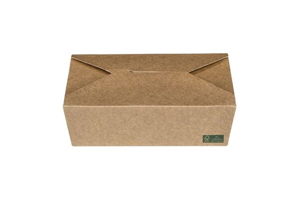 Kraft Paper Food Box FSC® Folder -Shaped White Inside 2000 ml. | Intertan S.A.