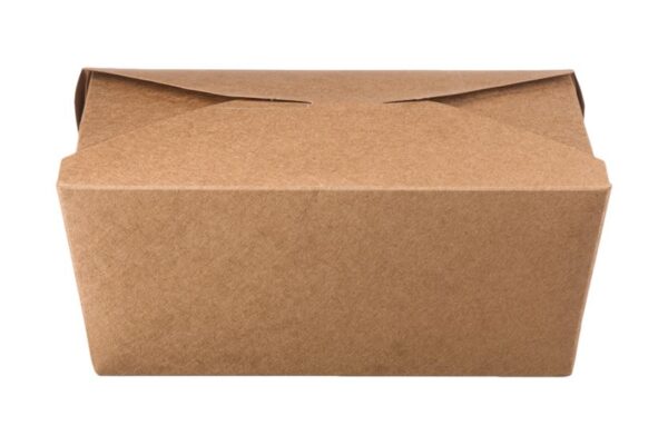 Kraft Paper Food Box Folder- Shaped 2000 ml. | Intertan S.A.