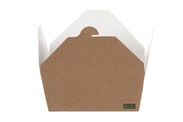 Kraft Paper Food Box FSC® Folder -Shaped White Inside 3000 ml. | Intertan S.A.
