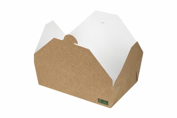 Kraft Paper Food Box FSC® Folder -Shaped White Inside 750 ml. | Intertan S.A.