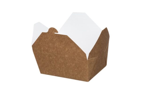 Kraft Paper Food Box FSC® Folder -Shaped White Inside 800 ml. | Intertan S.A.