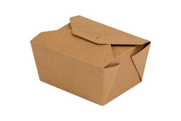 Kraft Paper Food Box Folder -Shaped 800 ml. | Intertan S.A.