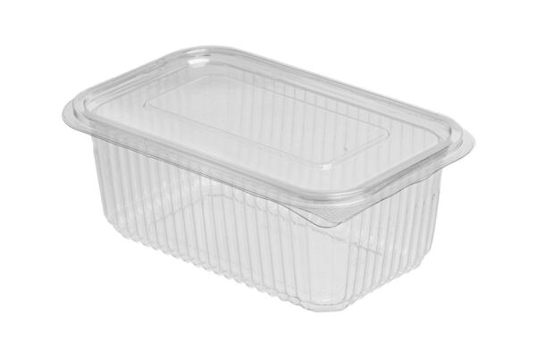 Premium PET Rectangular Container 1000 ml. with Hinged Lid | Intertan S.A.