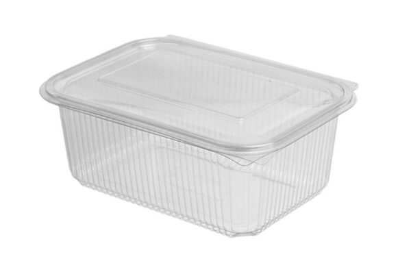PET Rectangular Container 2000 ml with Hinged Flat Lid | Intertan S.A.