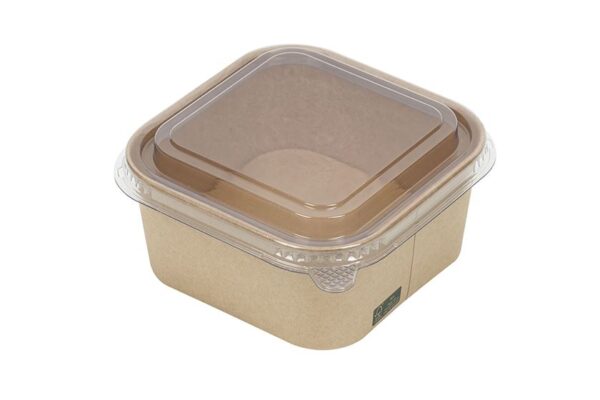 PET Lid For Square Kraft Food Container 750-1410 ml | Intertan S.A.