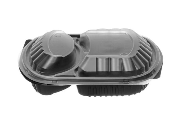PP Ripple Oval Food Container N.129 M/W with Lid 1050 ml - 2 compartments | Intertan S.A.
