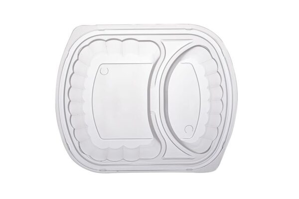 PP Ripple Oval Food Container N.129 M/W with Lid 1050 ml - 2 compartments | Intertan S.A.