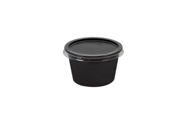 Black PP Sauce Pots with Intergraded Lid 120ml (4oz) | Intertan S.A.