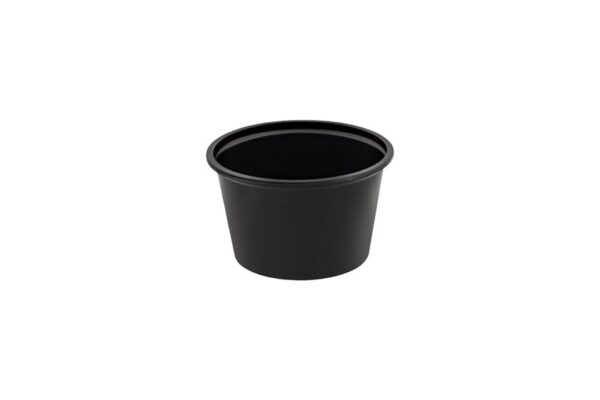 PP DRESSING CUP BLACK WITH TRANSPARENT PET LID SET 120ml (4oz) 10X100pcs. | Intertan S.A.