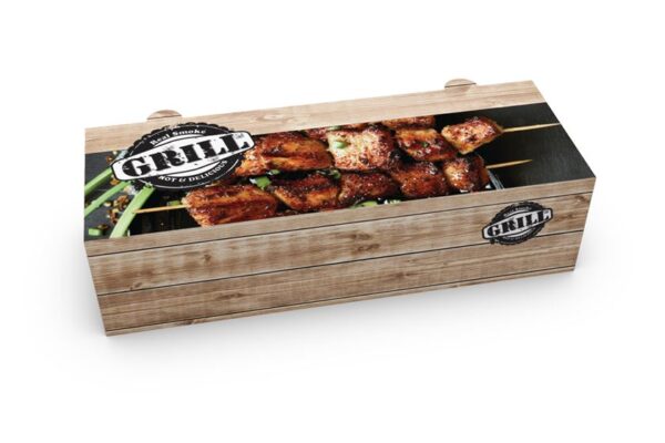 Food Boxes with Metalised PET T28 (25x9x6.5) GRILL DESIGN 10KG | Intertan S.A.