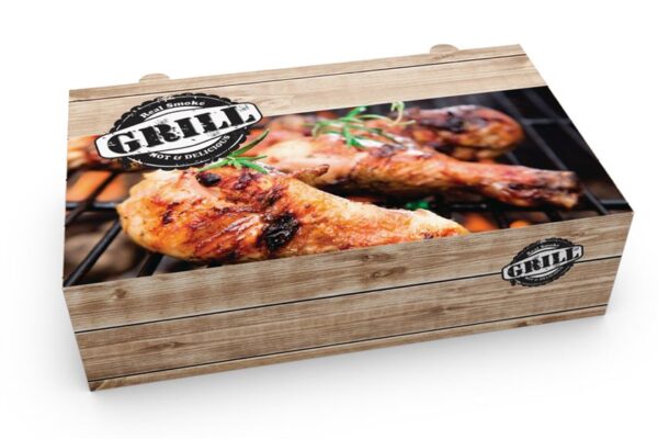 Food Boxes with Metalised PET T2 (29x17.4x8) GRILL DESIGN 10KG. | Intertan S.A.
