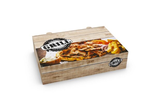 Food Boxes with Metalised PET T44 (25x17.5x6) GRILL DESIGN 10KG | Intertan S.A.