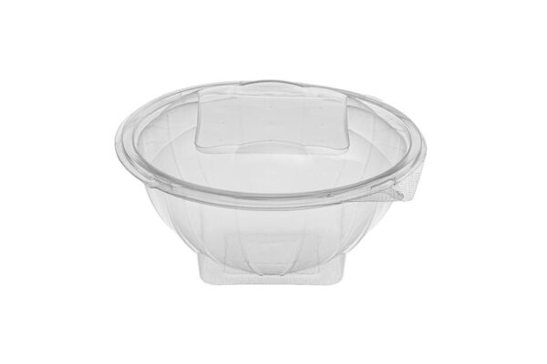Transparent Round PET Container 1000 ml with Hinged Lid | Intertan S.A.