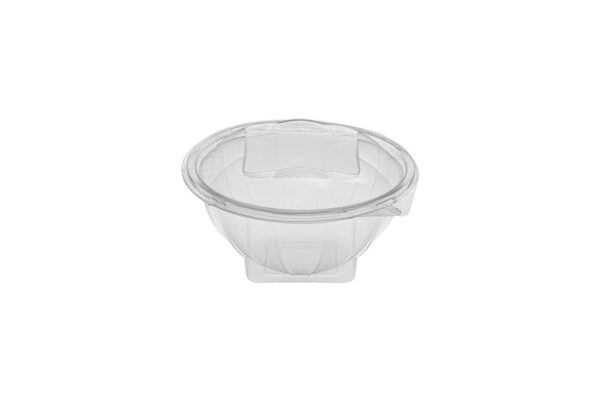 Transparent Round PET Container 250 ml with Hinged Lid | Intertan S.A.