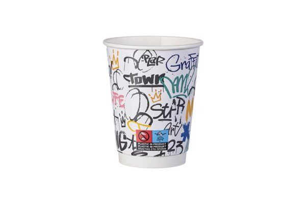 Paper Cup Double Wall 12 oz. Graffiti Design | Intertan S.A.