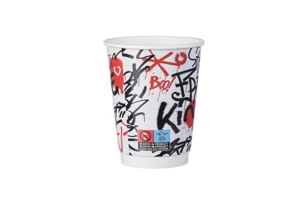 Xάρτινο Ποτήρι Διπλότοιχο 12oz 90 mm Graffiti MIX | ΙΝΤΕΡΤΑΝ Α.Ε.
