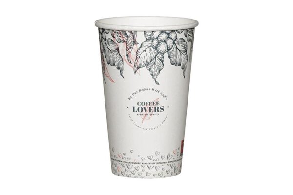 Single Wall Paper Cups 16oz Coffee Lovers | Intertan S.A.