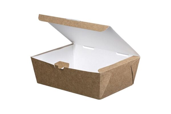Αυτόματο Κουτί Kraft για Διπλό Burger Λευκό Εσωτερικό 20,7×14,5×7,5cm. | ΙΝΤΕΡΤΑΝ Α.Ε.