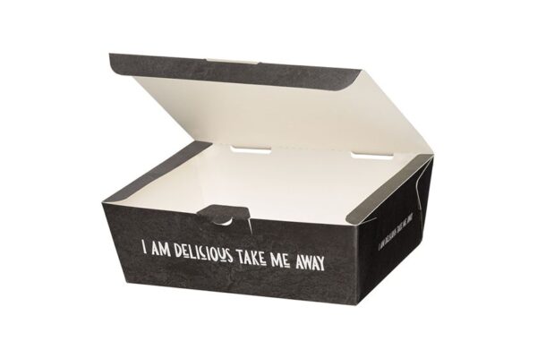 Auto-Assembly Paper Food Boxes "Take me Away" Double Burger 20x14,5x7,5cm. | Intertan S.A.