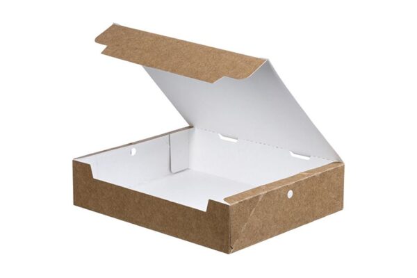 Aυτόματο Κουτί Kraft Λευκό Εσωτερικό για Ποικιλία 27x19x7,5cm. | ΙΝΤΕΡΤΑΝ Α.Ε.