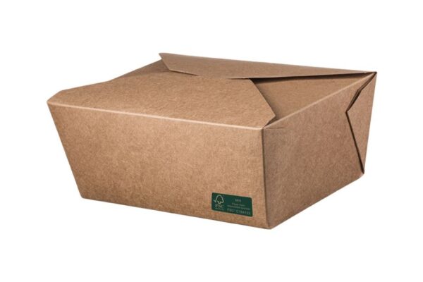 Kraft Paper Container Folder Shaped 2000 ml. FSC® 19,5 x 14 x 6.3 cm. | Intertan S.A.