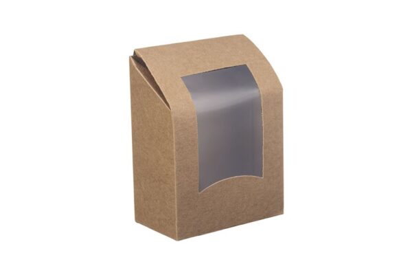 Kraft Paper Food Box with Hinged PET Window For Double Tortilla | Intertan S.A.