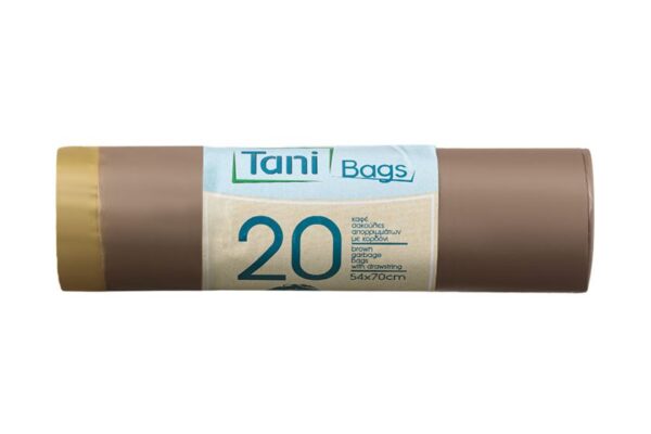 Brown Garbage bags with drawstring on a roll 54x70cm | Intertan S.A.