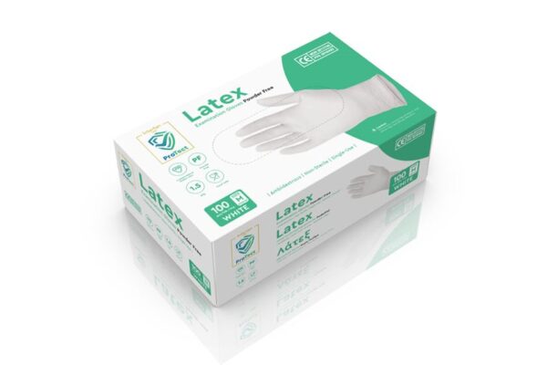 Latex Gloves White Powder-free MDR / PPE - Medium | Intertan S.A.