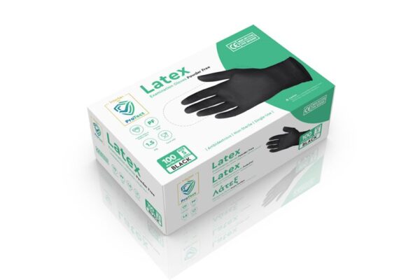 Latex Gloves Black Powder-free MDR / PPE - Small | Intertan S.A.