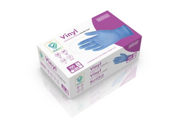 Vinyl Gloves Blue Powder-free MDR / PPE - Large | Intertan S.A.