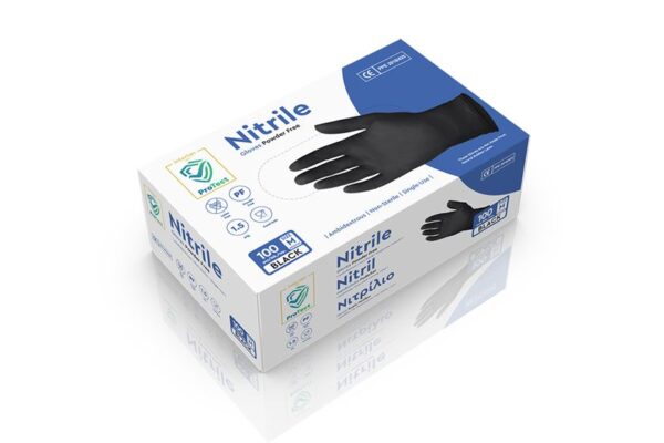 Nitrile Gloves Black Powder-free PPE Cat I - Medium | Intertan S.A.