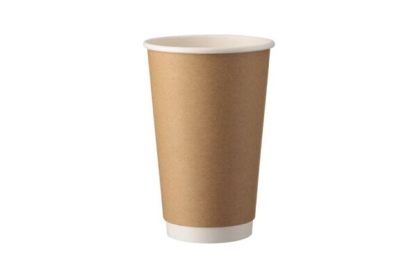 Double Wall Paper Cups 16oz Kraft / Inner White Colour | Intertan S.A.