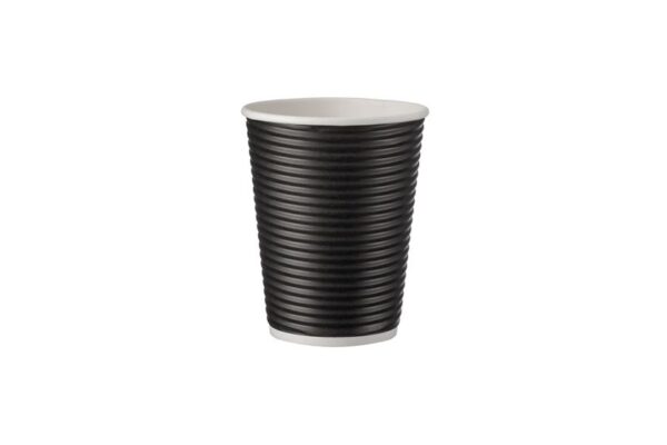 Double Wall Paper Cups 8oz Ripple / Black Colour | Intertan S.A.