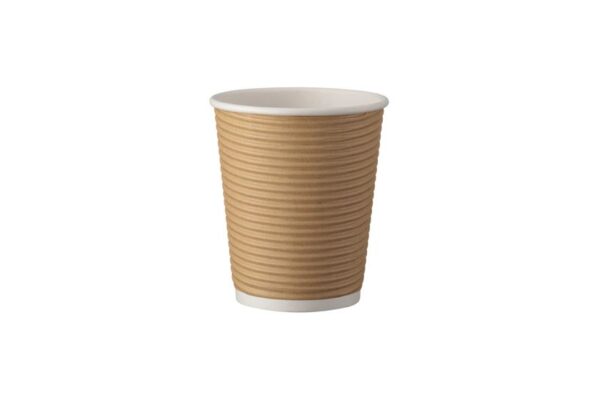 Double Wall Paper Cups 8oz Ripple / Kraft | Intertan S.A.