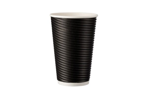 Double Wall Paper Cups 16oz Ripple / Black Colour | Intertan S.A.