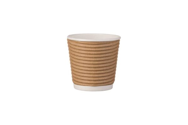Double Wall Paper Cups 4oz Ripple / Kraft | Intertan S.A.