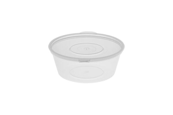 PP DRESSING CUP 120ml (4oz) TRANSPARENT WITH HINGED LID 20x50pcs. | Intertan S.A.