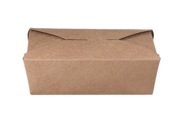 Kraft Paper Food Box Folder- Shaped 1000 ml. | Intertan S.A.