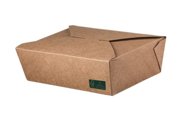 Kraft Paper Food Box FSC® Folder-Shaped 1000 ml. | Intertan S.A.