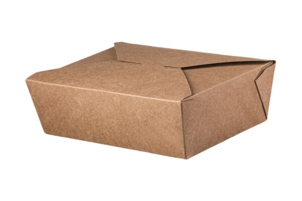 Kraft Paper Food Box Folder- Shaped 1000 ml. | Intertan S.A.