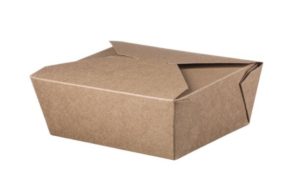 Kraft Paper Food Box Folder- Shaped 1400 ml. | Intertan S.A.